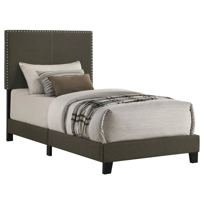 Boyd Upholstered Twin Panel Bed Charcoal by Unique Piece Furniture