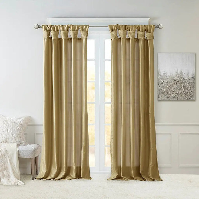 Twist Tab Lined Window Curtain Panel Bronze 50x84 by HouseOfZazla