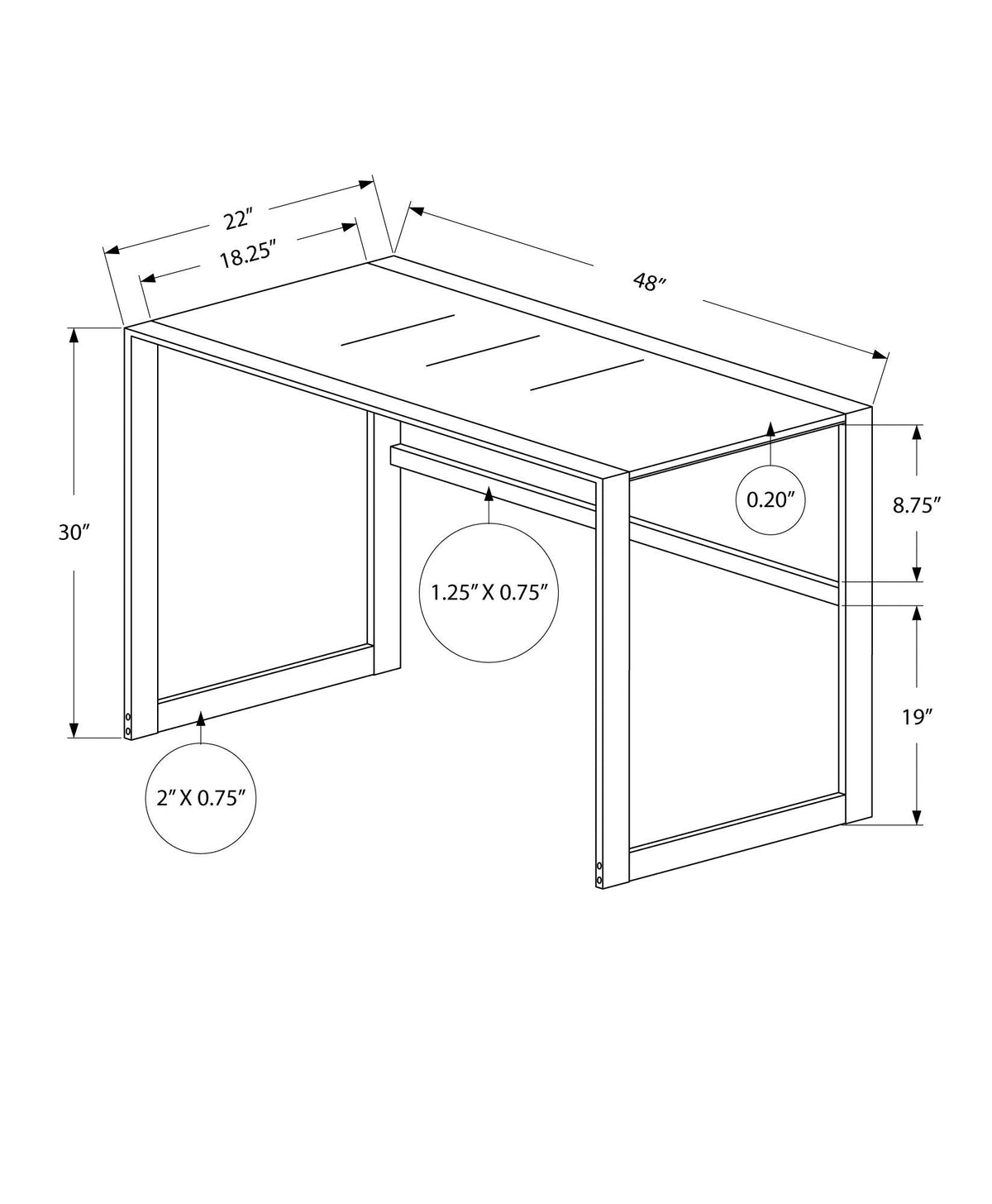 Modern Computer Desk with Frosted Glass Top - Gray or Black, photo 5 of 8