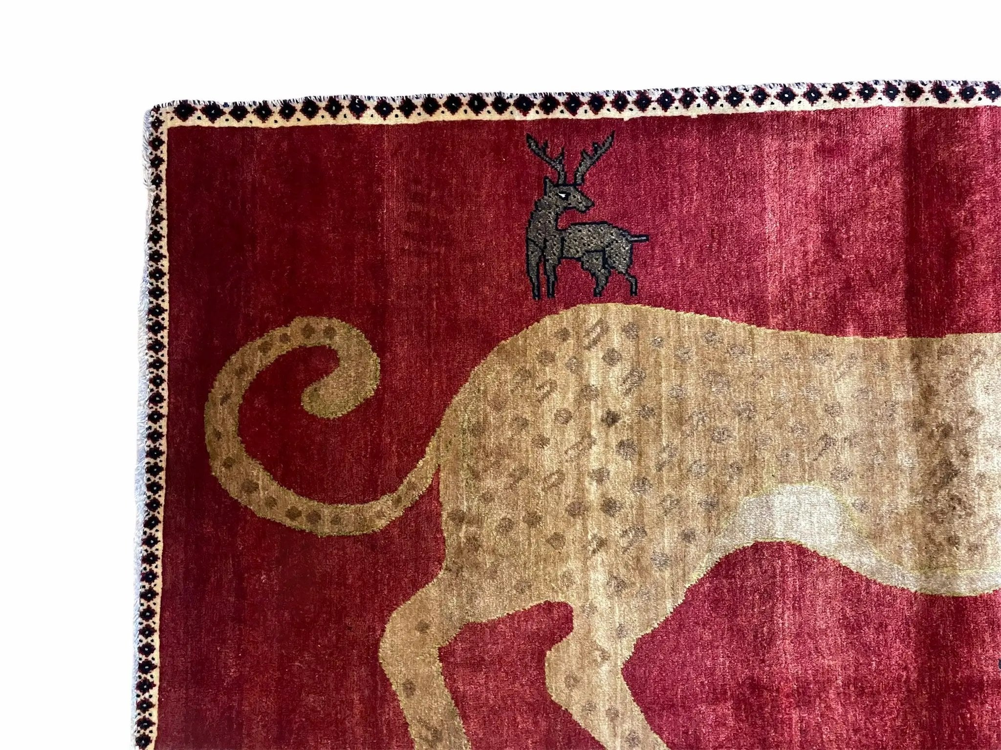 3.5 X 6 Handmade New Vintage Quality Wool Rug Leopard Red Tribal Hand-Knotted by Jewel Rugs