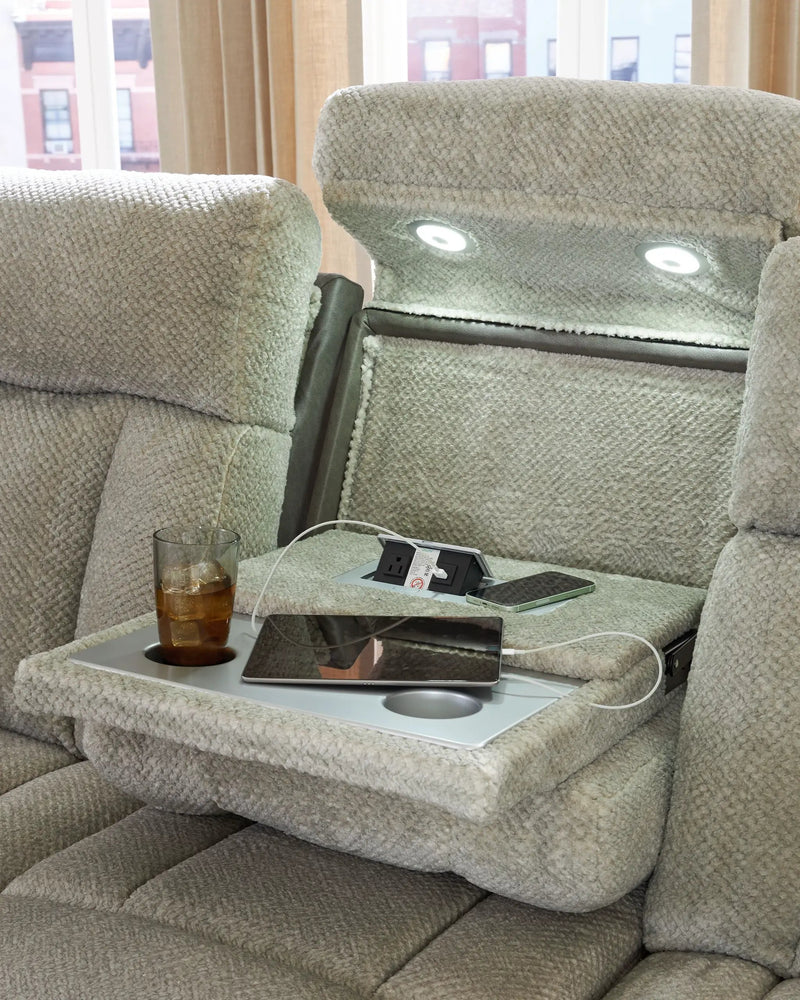 WhipLash - Power Reclining Sofa With Adj Headrest - Sisal by Unique Piece Furniture