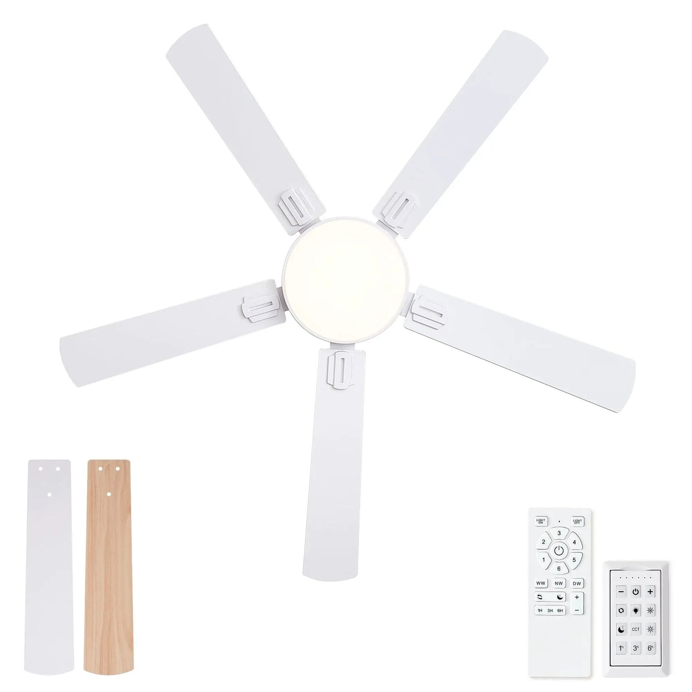 Flush Mount Ceiling Fans With LED Light And Remote Control, 5 Blades by HouseOfZazla