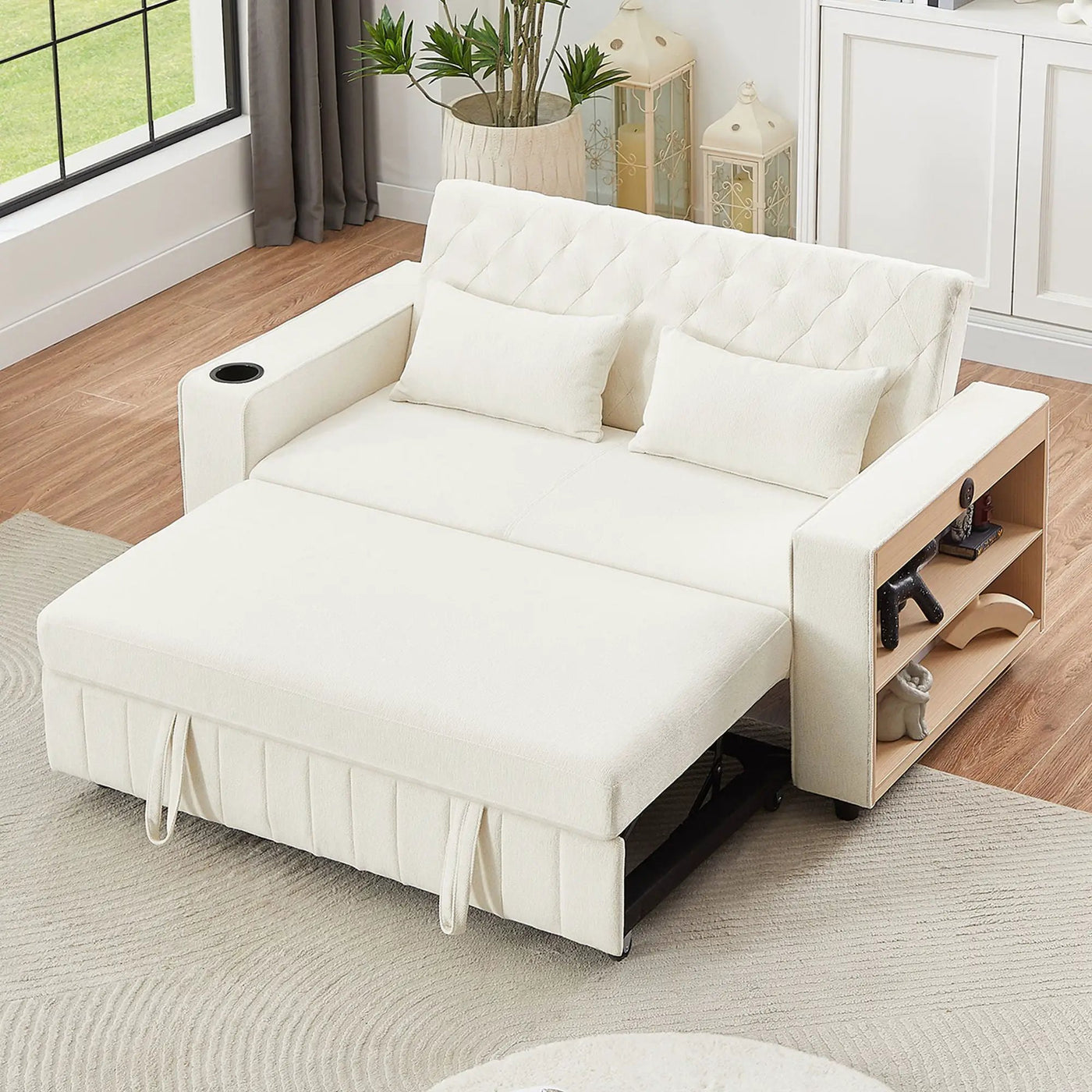 Pull-Out Sofa Bed Convertible Couch With Adjustable Backrest For Living Room by Unique Piece Furniture