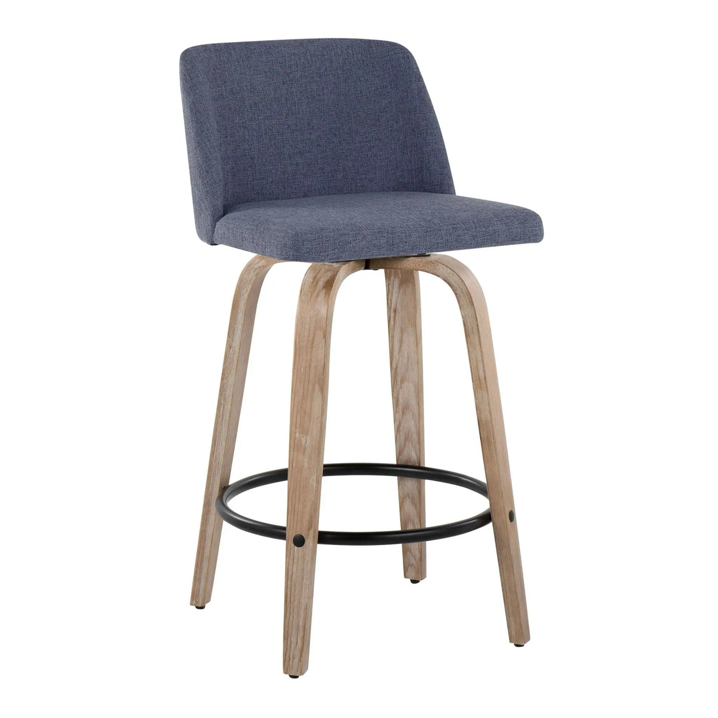 Toriano - Contemporary Fixed-Height Counter Stool & Swivel With Round Footrest (Set of 2) by HouseOfZazla