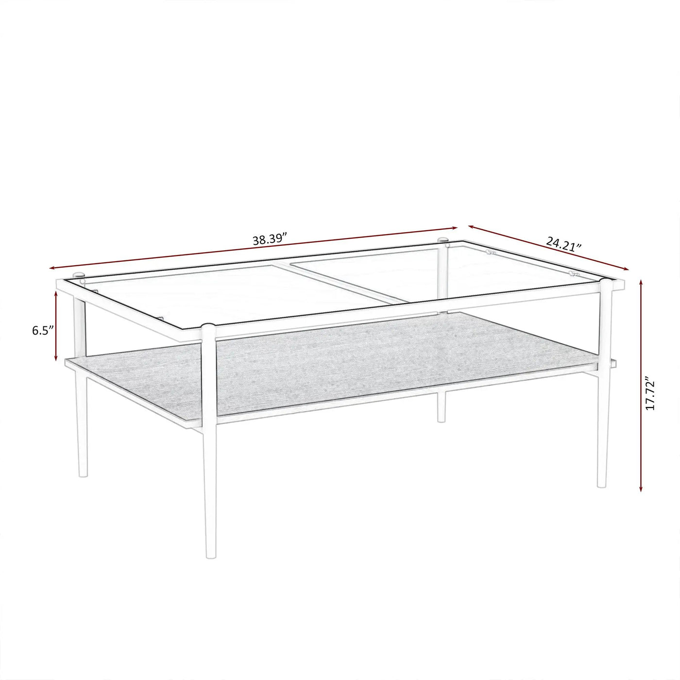 Rectangle Coffee Table With Tempered Glass Top And Legs, Modern Table For Living Room by HouseOfZazla