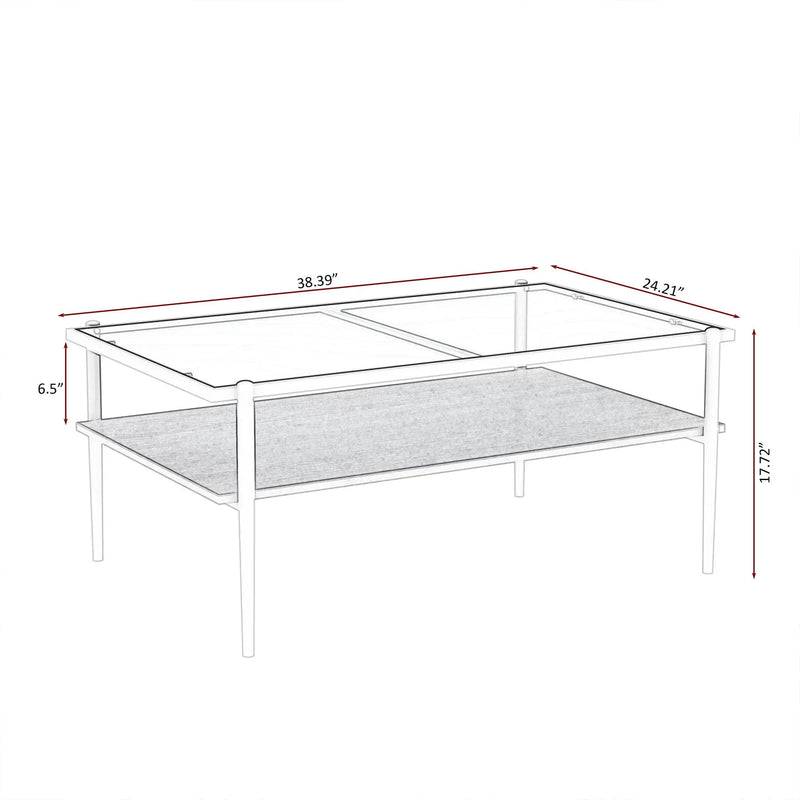 Rectangle Coffee Table With Tempered Glass Top And Legs, Modern Table For Living Room by Unique Piece Furniture