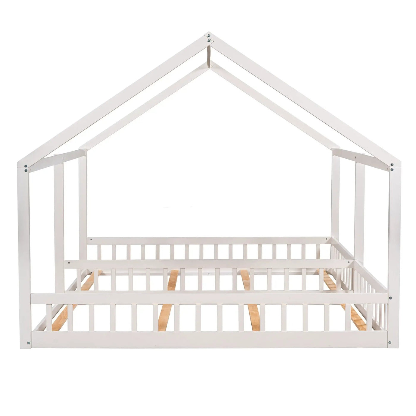House Platform Beds, 2 Shared Beds, Metal Frame With Guardrails by HouseOfZazla