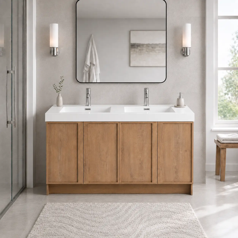 60" Freestanding Bathroom Vanity With Dual Resin Sink by HouseOfZazla