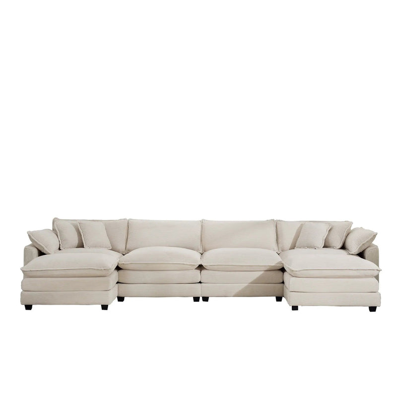 Modern Oversized Modular Cushion Sofa With Ottoman, Low Back, Deep Seating Sofa Set by Unique Piece Furniture