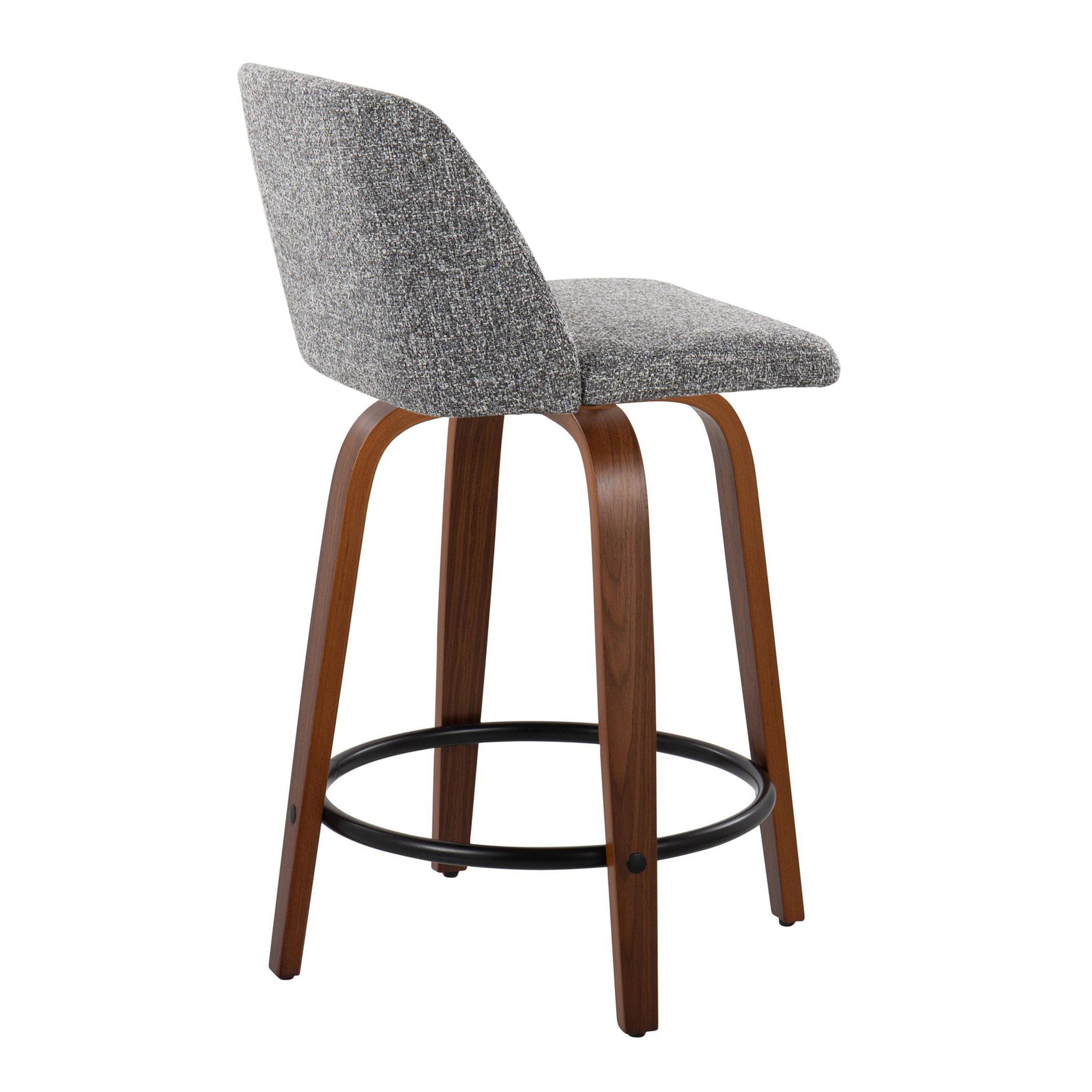 Toriano - Mid Century Modern, Fixed Height Counter Stool & Swivel And Round Footrest (Set of 2) by HouseOfZazla