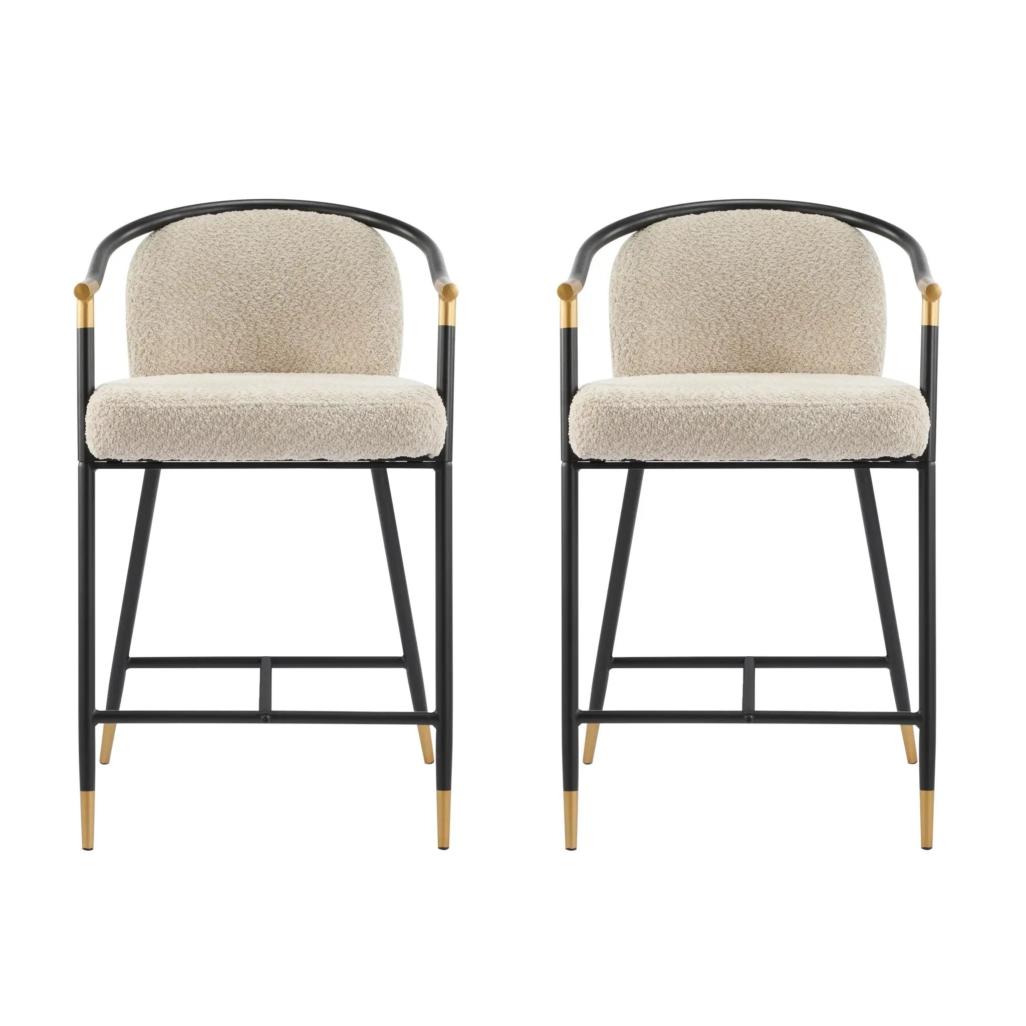 26" H Upholstered Counter Stool with Metal Frame (Set of 2) - Almond by HouseOfZazla