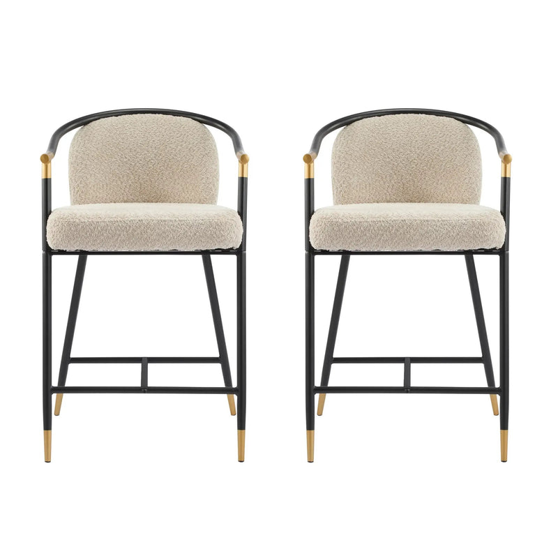 26" H Upholstered Counter Stool with Metal Frame (Set of 2) - Almond by HouseOfZazla