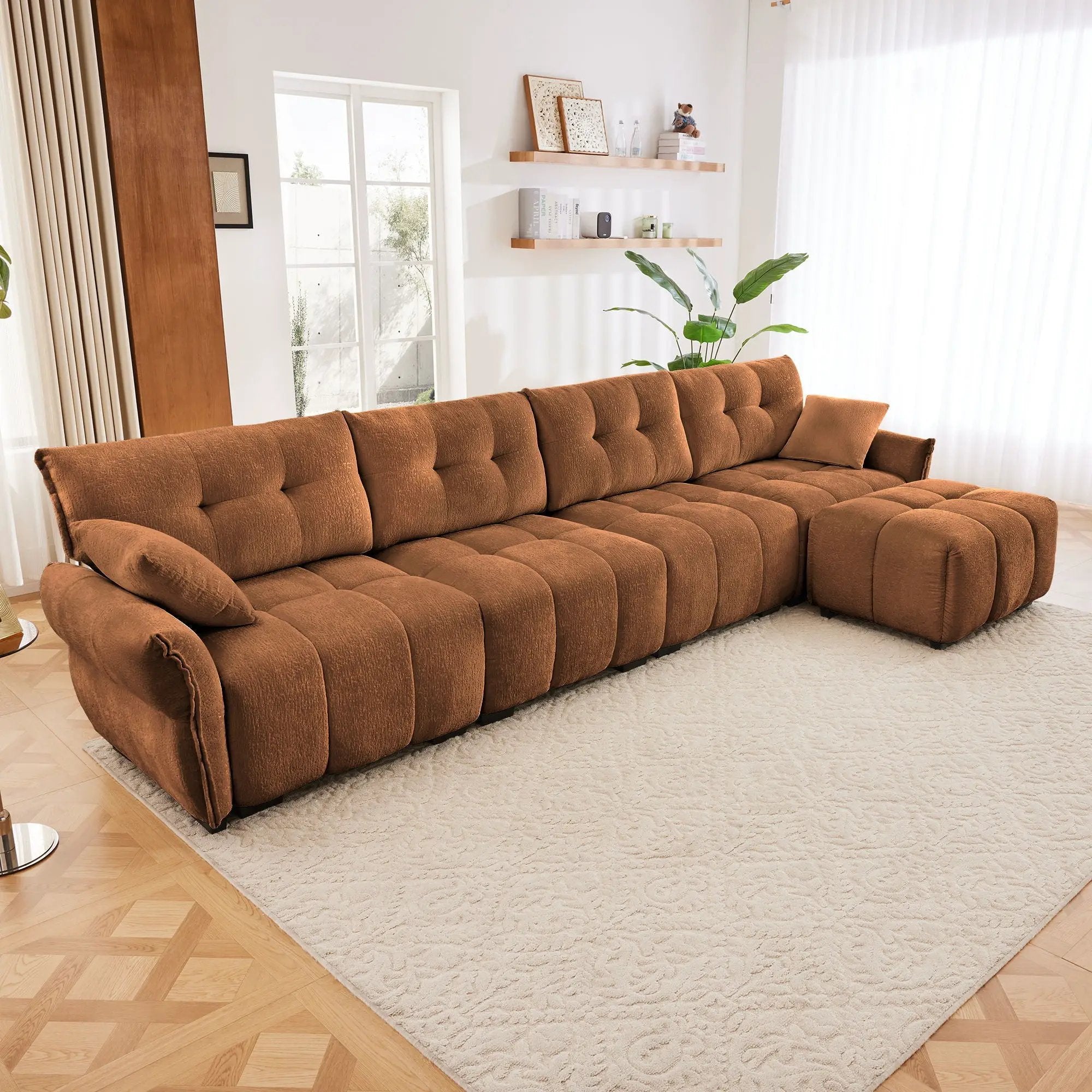 Sofa Set With Ottoman And Pillows, Textured, High Resilience Cushions by Unique Piece Furniture