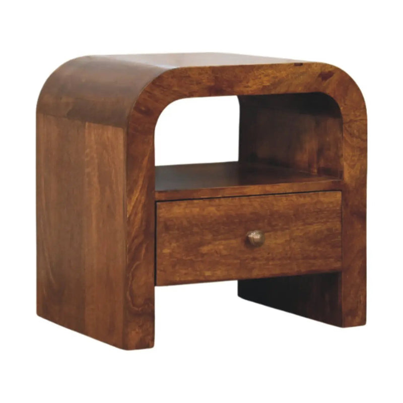 Solid Wood Darcy Nightstand, 1 Drawer and Open Shelf, Chestnut by HouseOfZazla