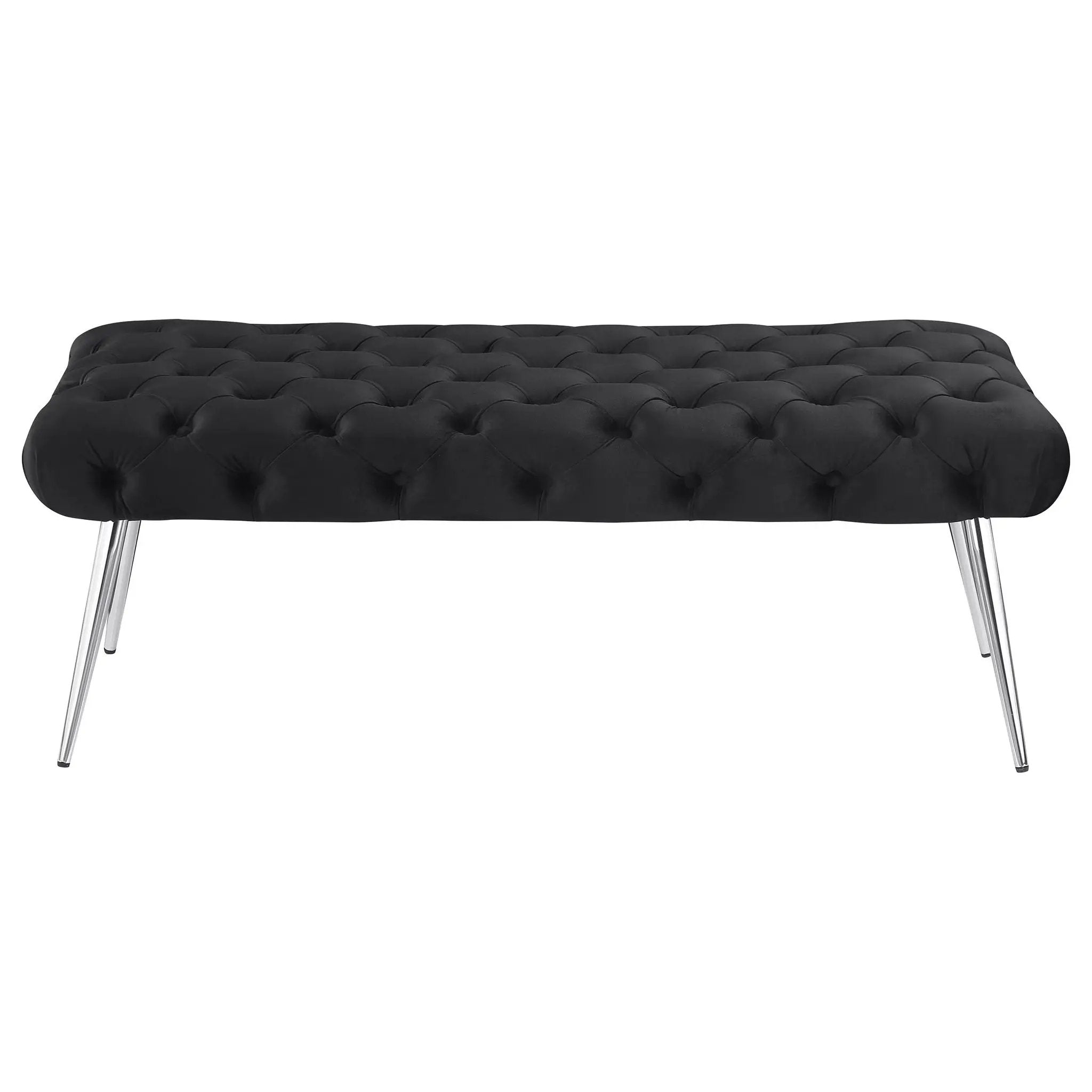 Ella Upholstered Tufted Bench Stainless Steel Legs Black by Unique Piece Furniture