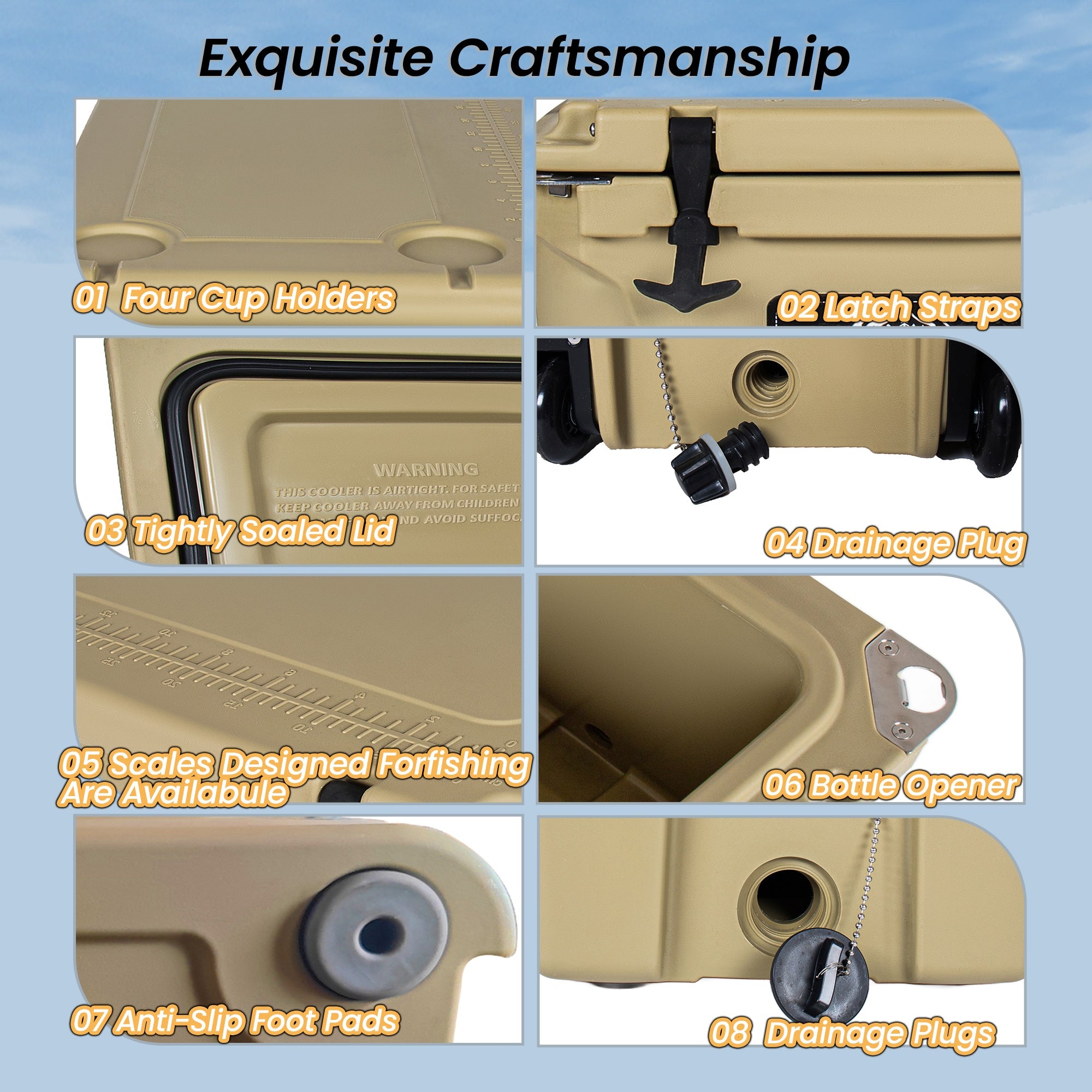 85 Quart Khaki Bear-Resistant Rotomolded Cooler by HouseOfZazla