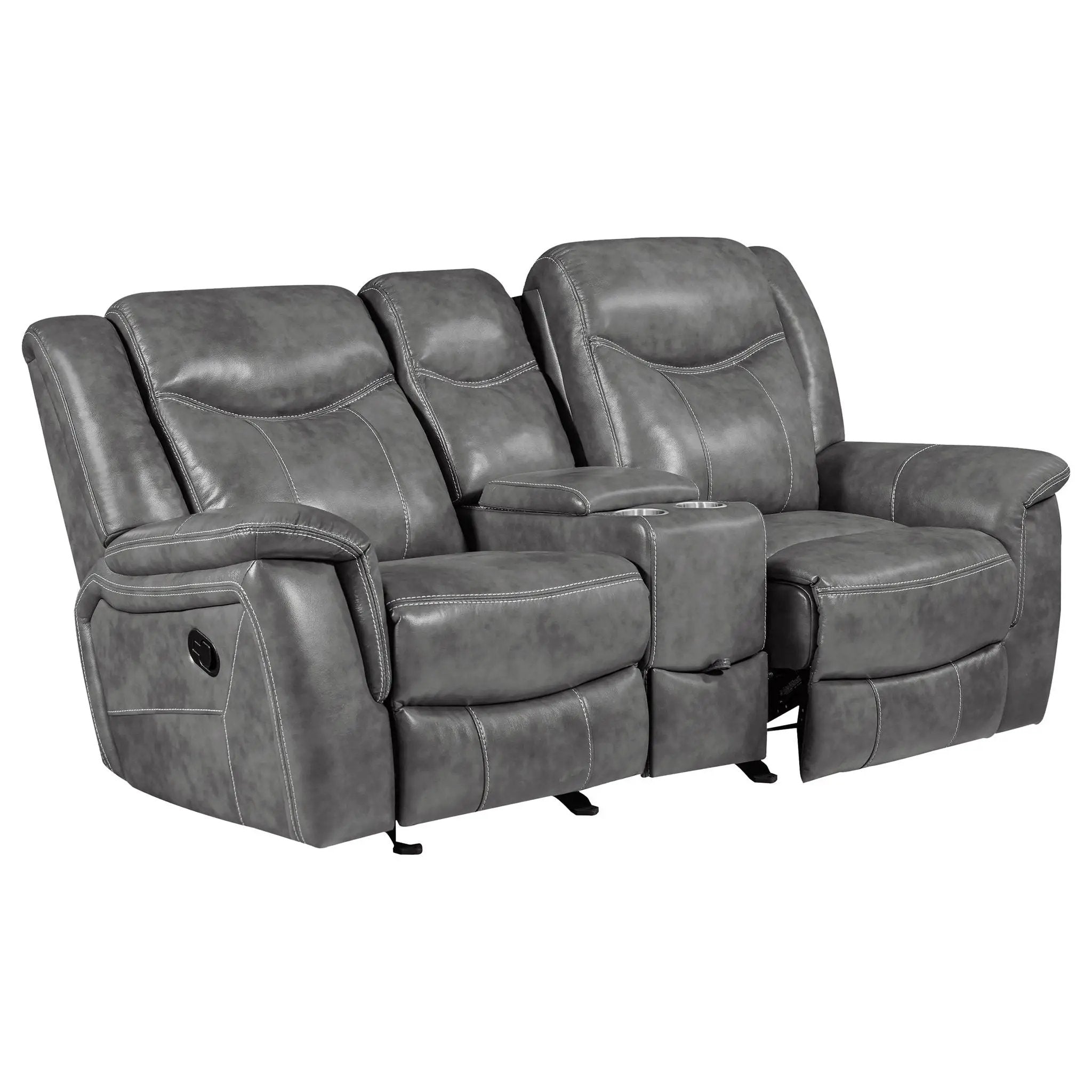 Conrad Upholstered Padded Arm Glider Loveseat Grey by Unique Piece Furniture