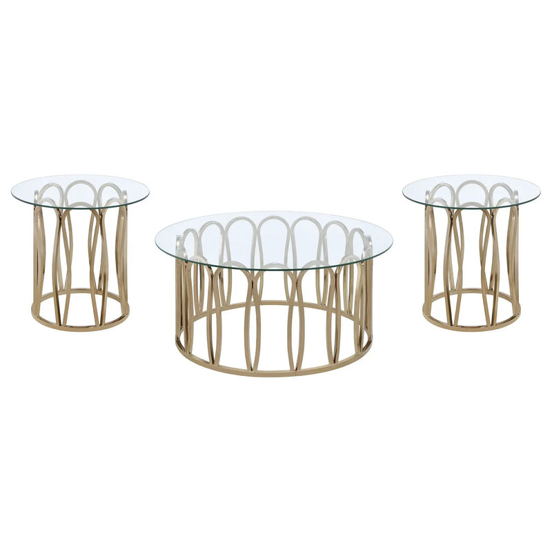 Monett 3-piece Coffee and End Table Set Chocolate Chrome by Unique Piece Furniture