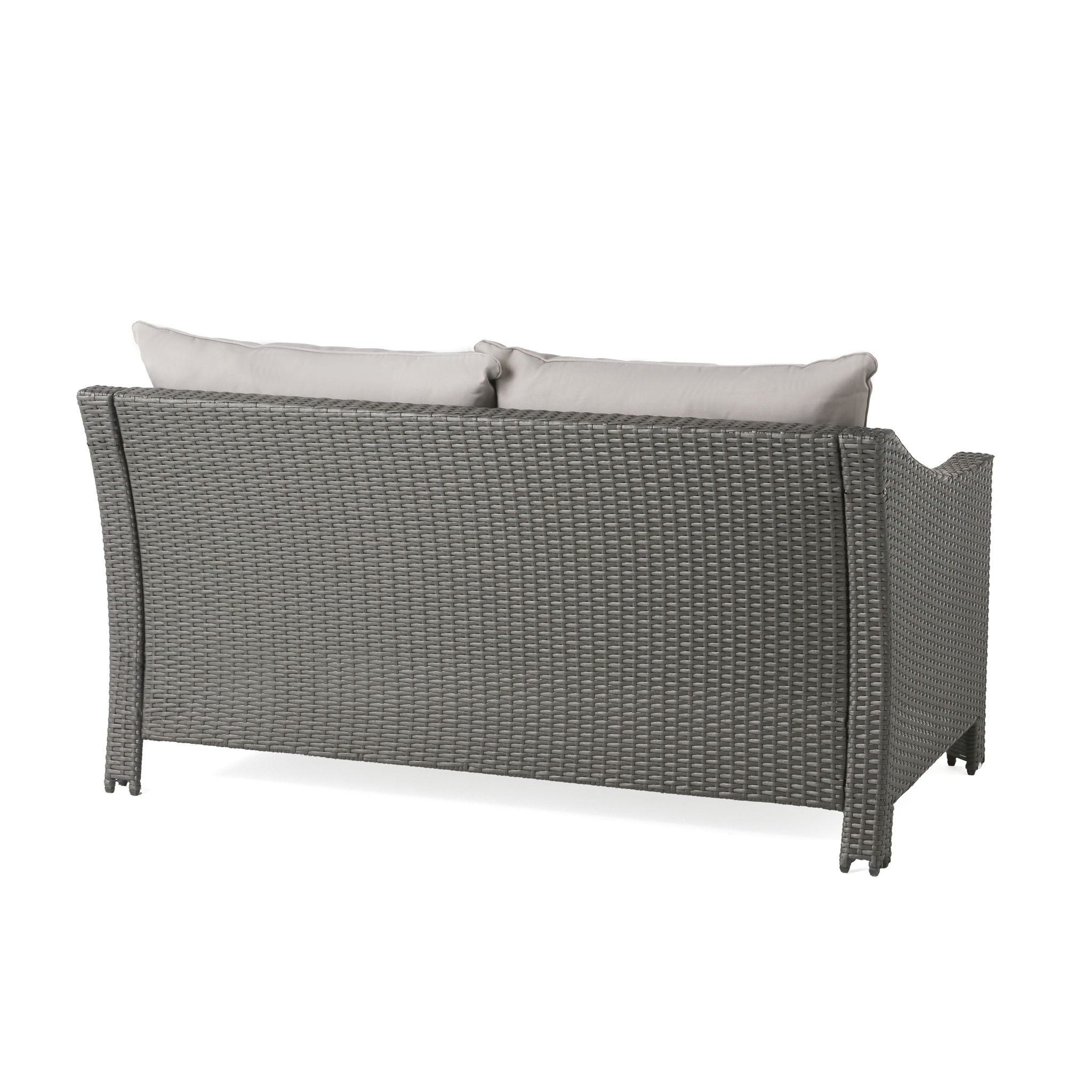 Contemporary Antibes Loveseat & Table Set Outdoor - Gray by HouseOfZazla