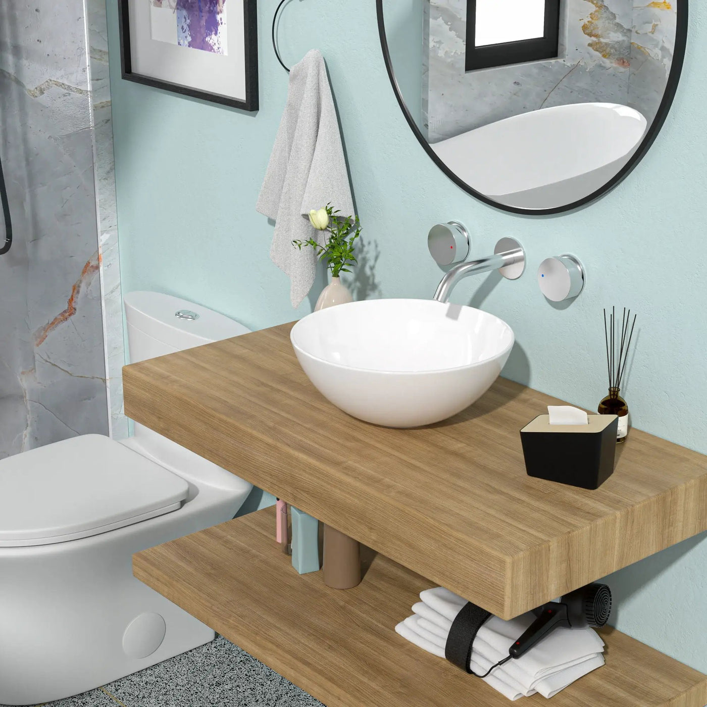 Modern Ceramic Circular Vessel Bathroom Sink by HouseOfZazla