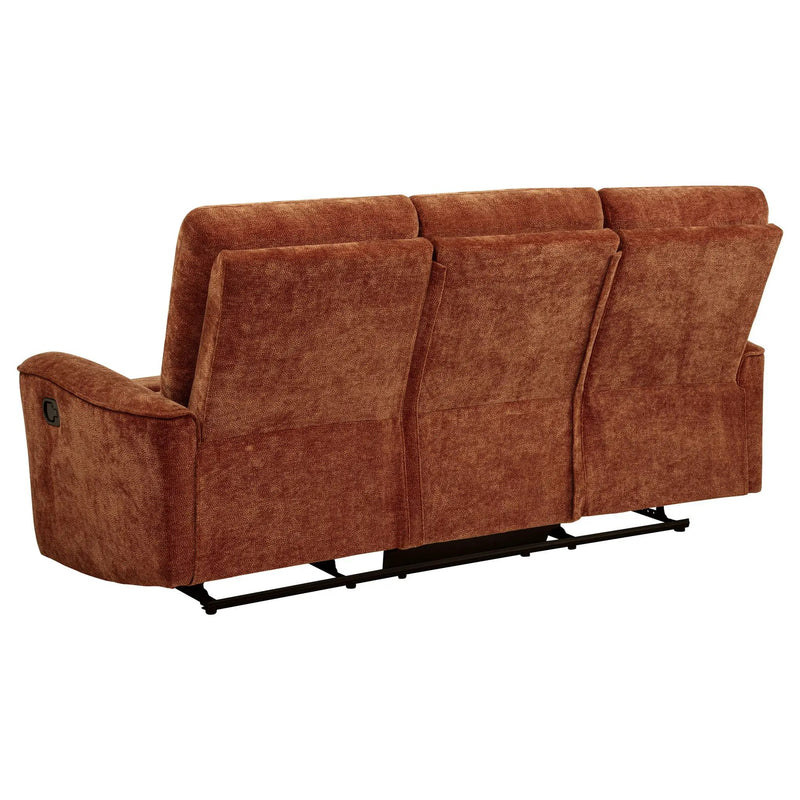 Navarro Chenille Upholstered Reclining Sofa Burnt Orange by Unique Piece Furniture
