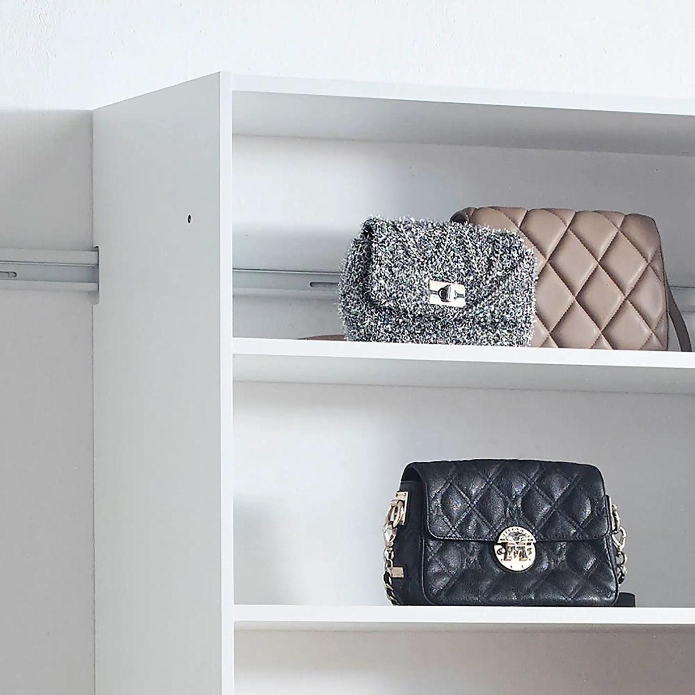 Devi - Wall Mounted Wood Closet System With Modular Design And Ample Storage by HouseOfZazla