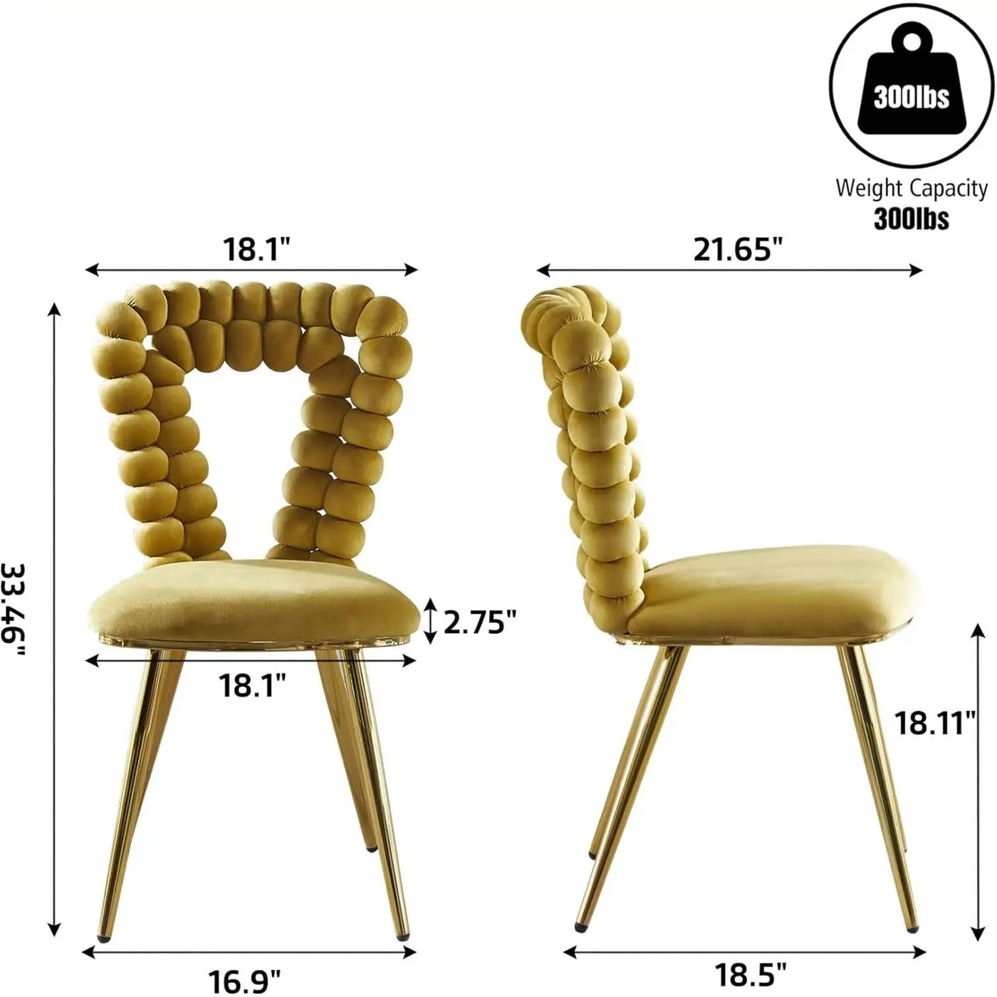 Modern Chair With Iron Tube Legs, Soft Cushions And Comfortable Backrest, Suitable For Dining Room, Living Room, Cafe, Hairball Back by HouseOfZazla