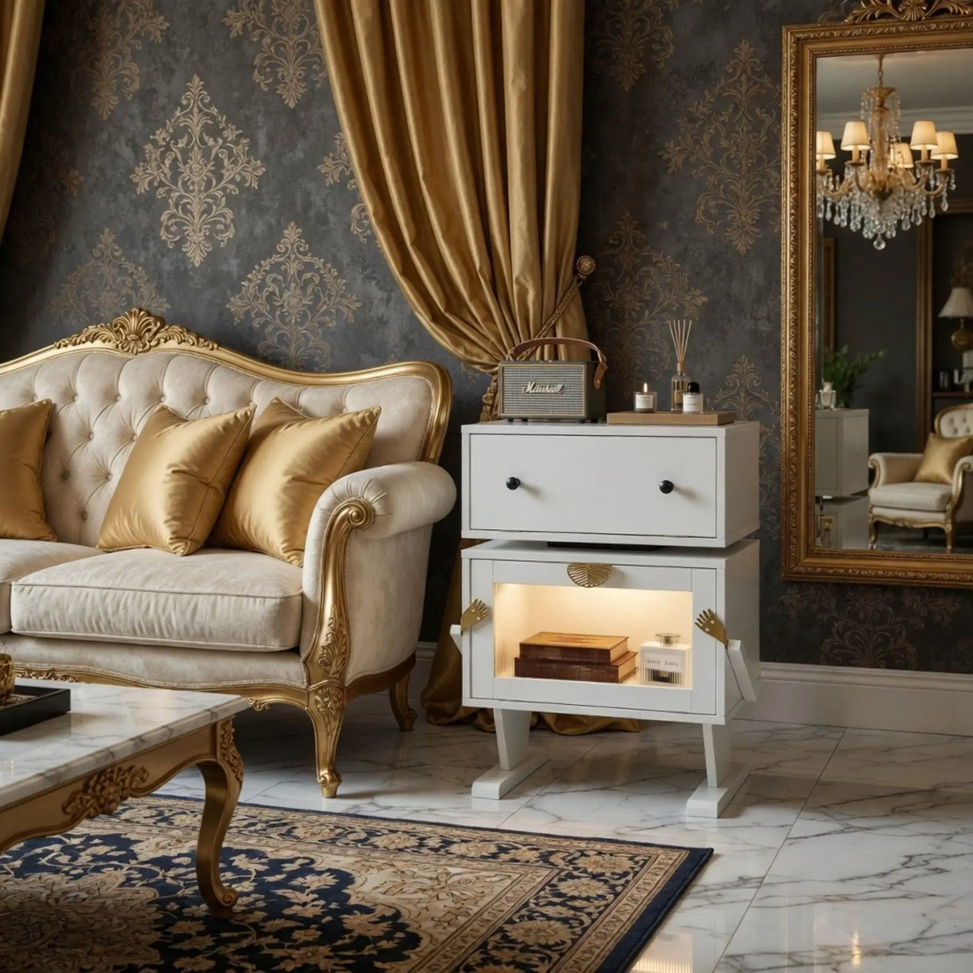 Robot LED Nightstand With 360° Rotating Drawer by HouseOfZazla
