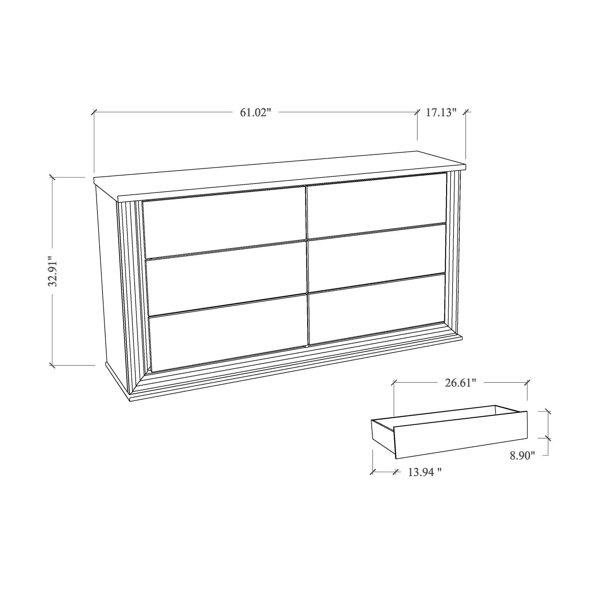 Moon - Smooth Dresser With LED - White by Unique Piece Furniture