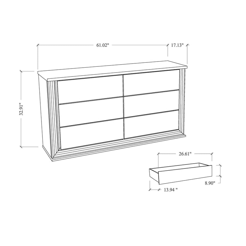 Moon - Smooth Dresser With LED - White by Unique Piece Furniture