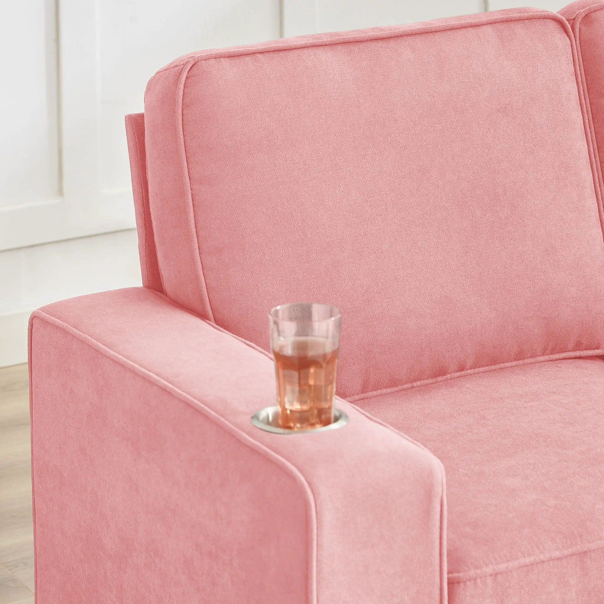 Modern Snowfleece Fabric 3 Seater Sofa With Cup Holder by HouseOfZazla