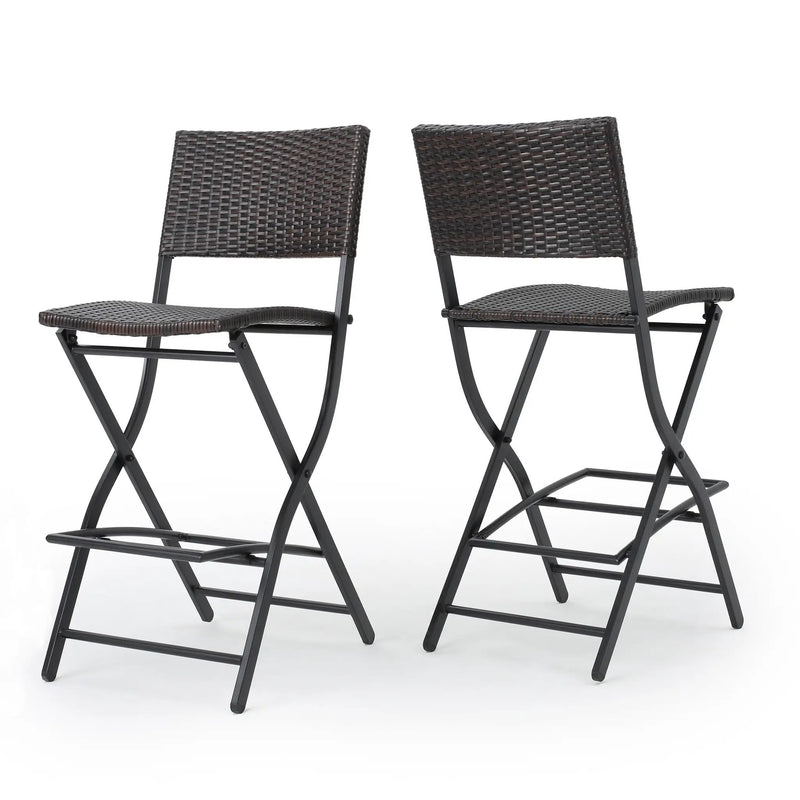 Outdoor Wicker Barstools Faux Rattan Patio Bar Stools - Set of 2 by HouseOfZazla