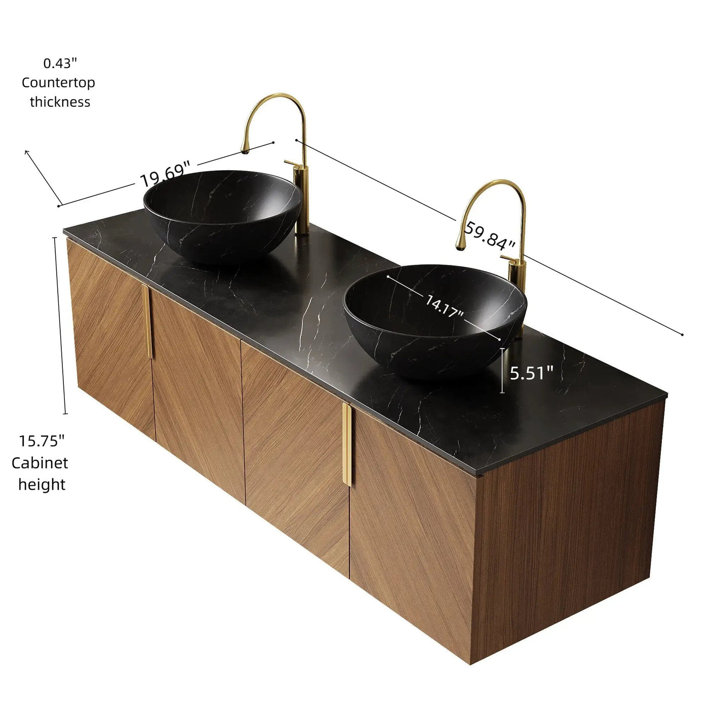 Arai 60" Bathroom Vanity & Sinks by HouseOfZazla