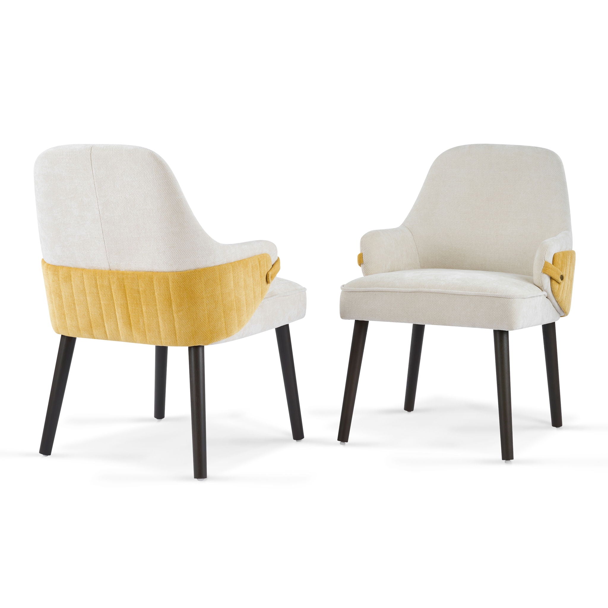 Indoor Dining Chair Set of 2 with Sturdy Frame - Beige / Yellow by HouseOfZazla