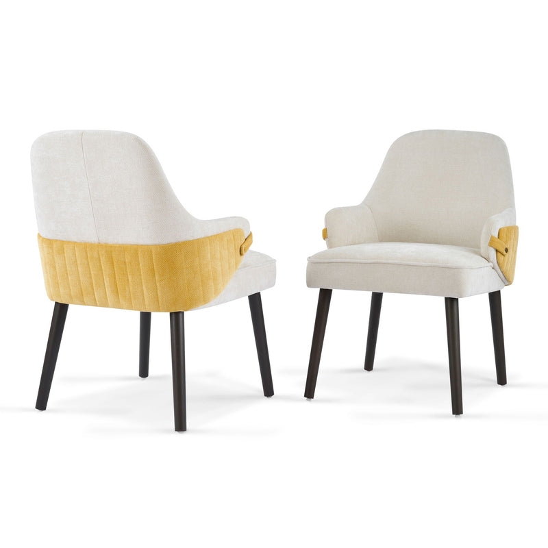 Indoor Dining Chair Set of 2 with Sturdy Frame - Beige / Yellow by HouseOfZazla
