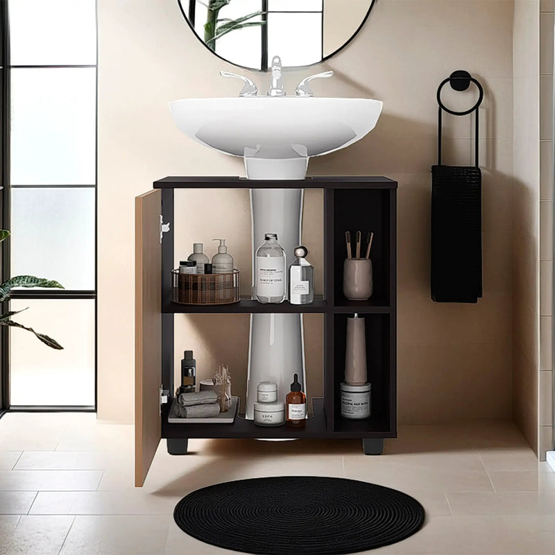 Under Sink Storage 24.4" H, 1 Door, 4 Shelves, 4 Legs by HouseOfZazla
