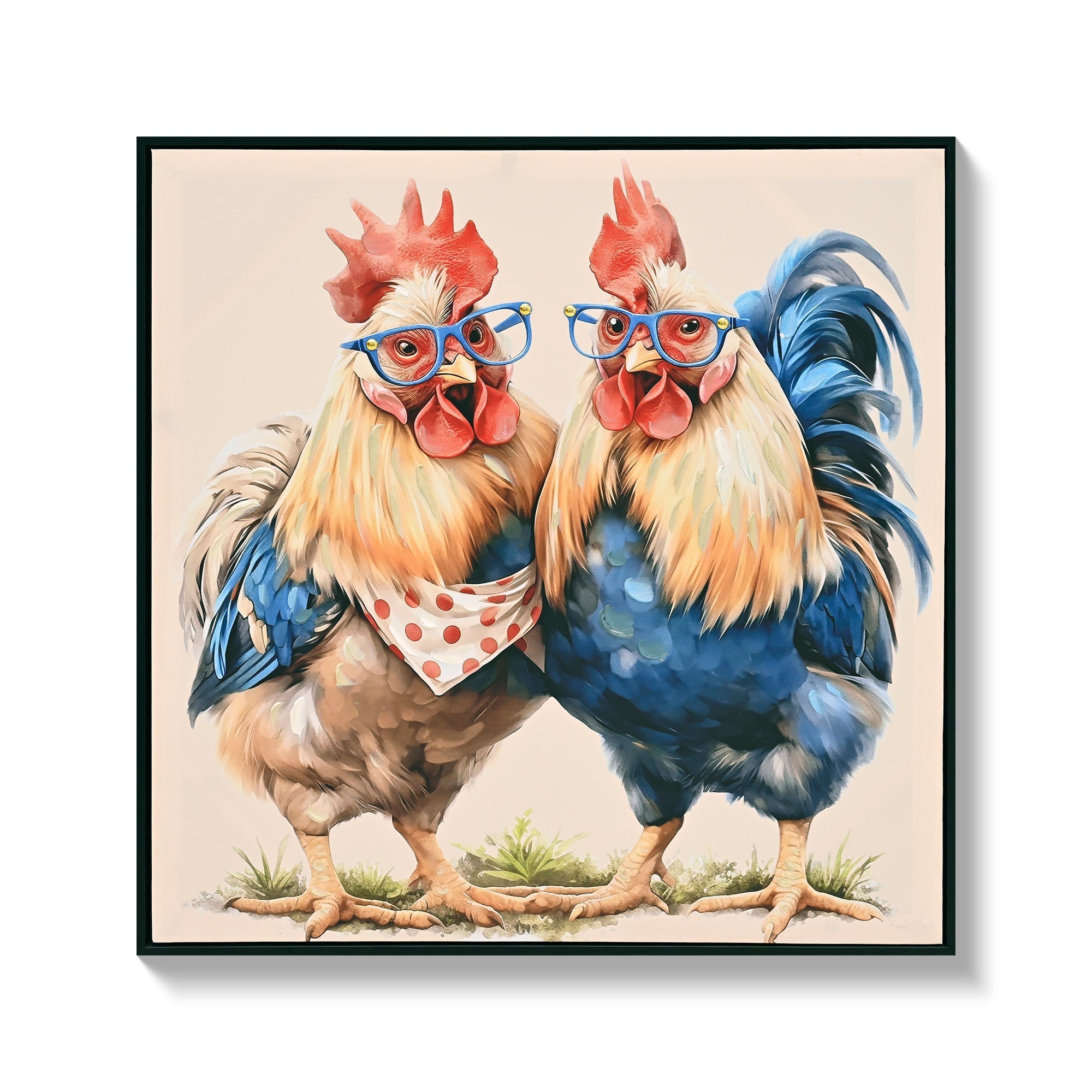 Farmhouse Rooster Wall Art, Rustic Canvas Print 24" x 24" by HouseOfZazla