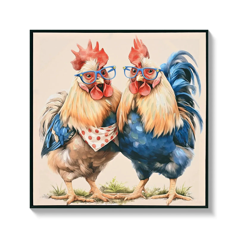 Farmhouse Rooster Wall Art, Rustic Canvas Print 24" x 24" by HouseOfZazla