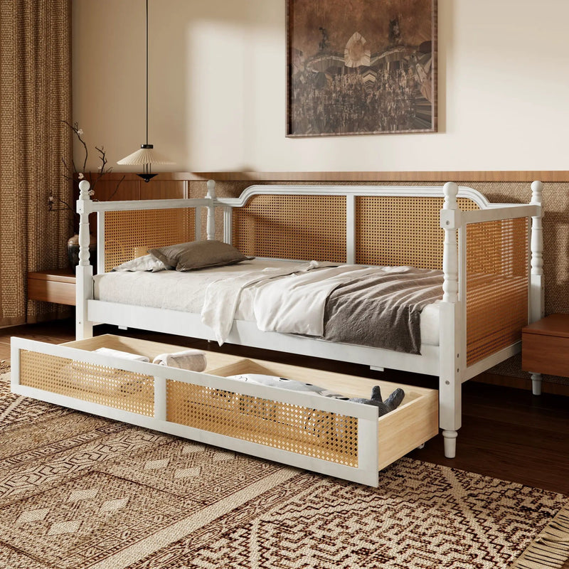 Traditional Style Rattan Daybed, No Box Spring Needed by Unique Piece Furniture