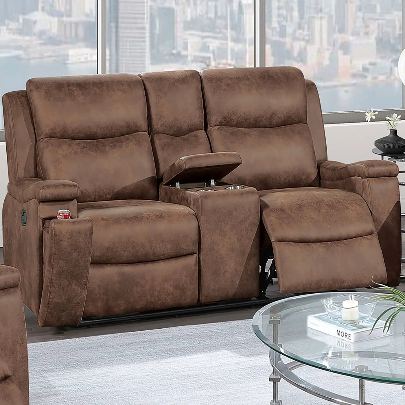 Modern Manual Motion Living Room Set & Hidden Cup Holders by HouseOfZazla