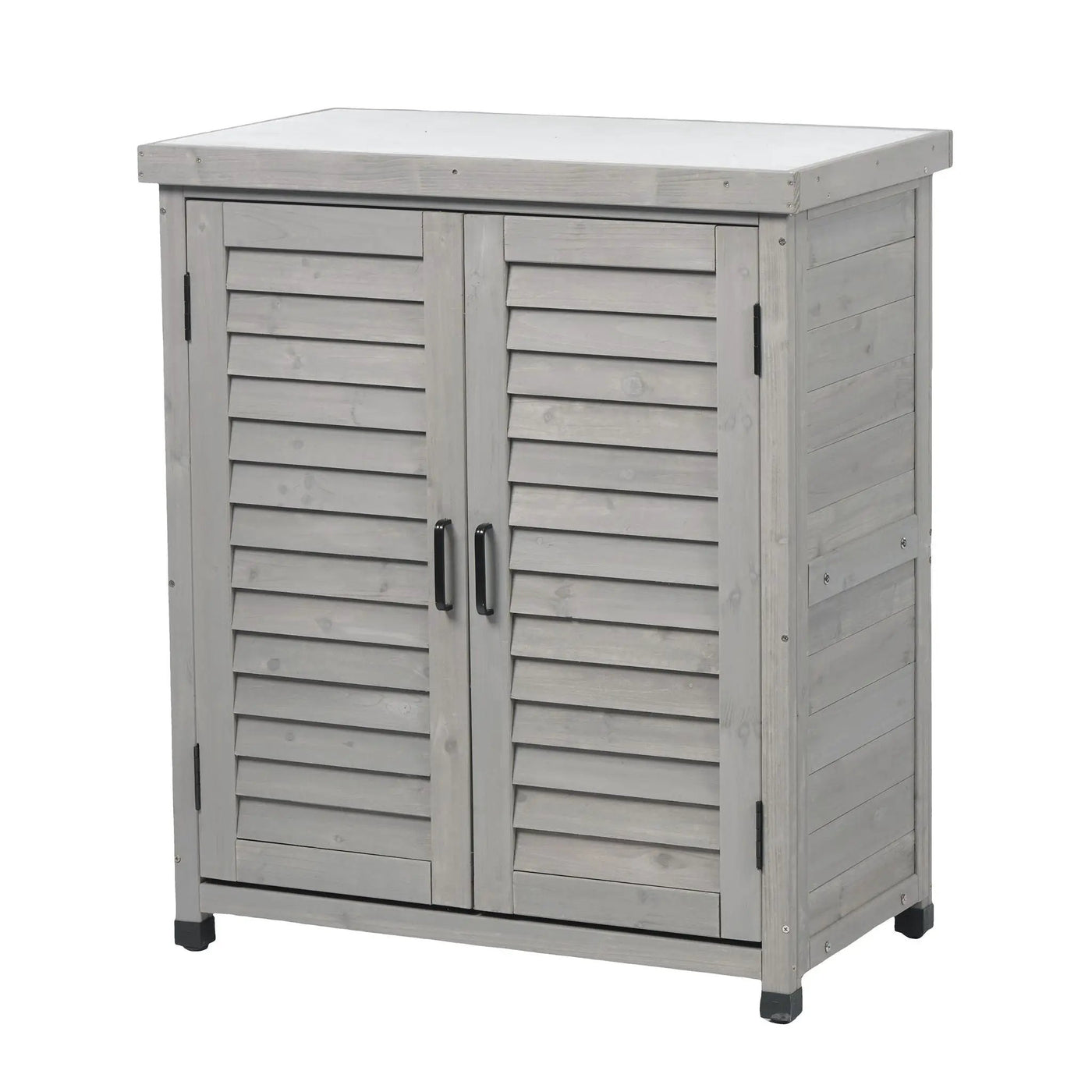 Potting Bench With Storage Cabinet And Metal Table Top For Outdoor by HouseOfZazla