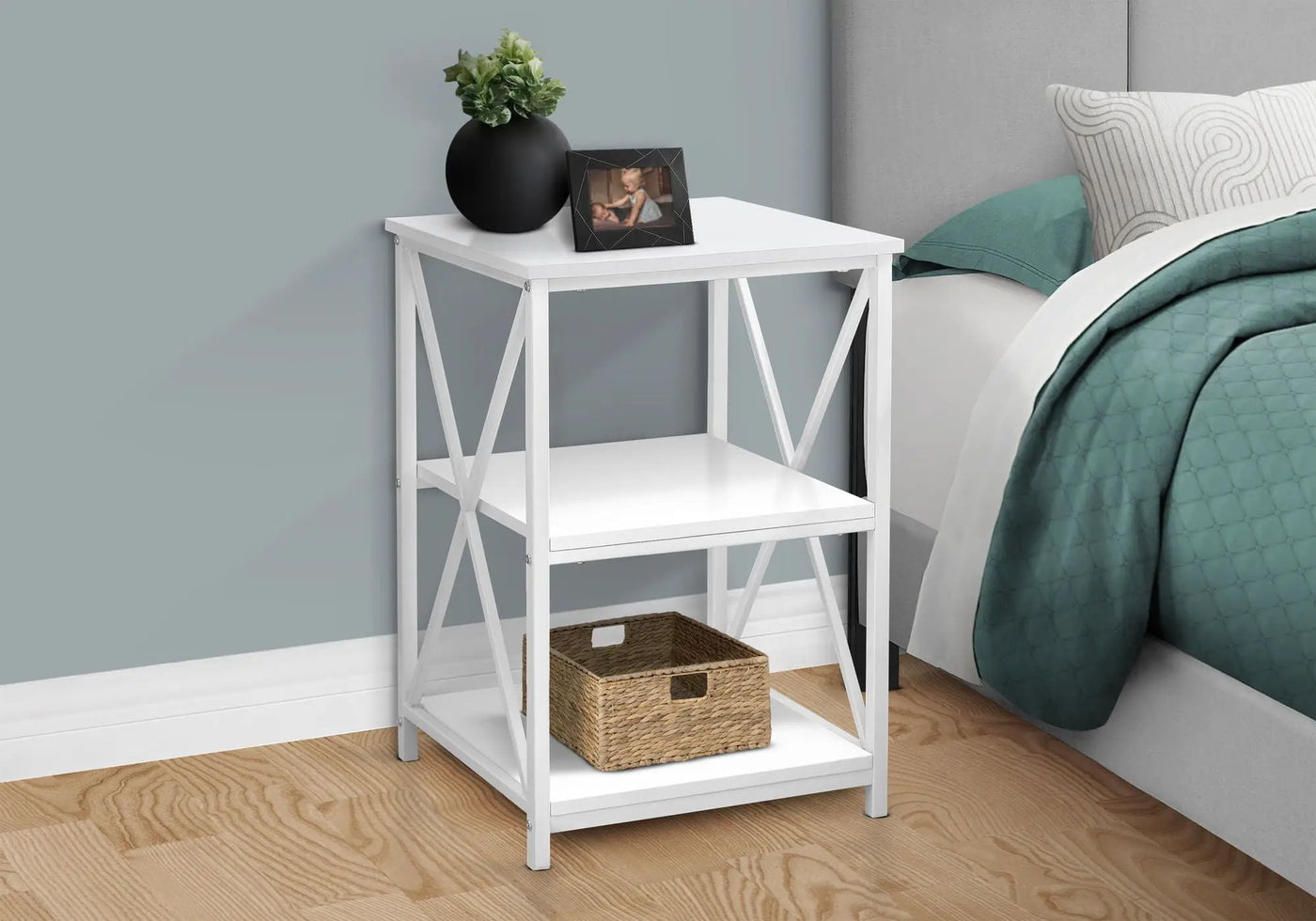 3 Tier Accent Table Side Marble Look Contemporary & Modern by HouseOfZazla