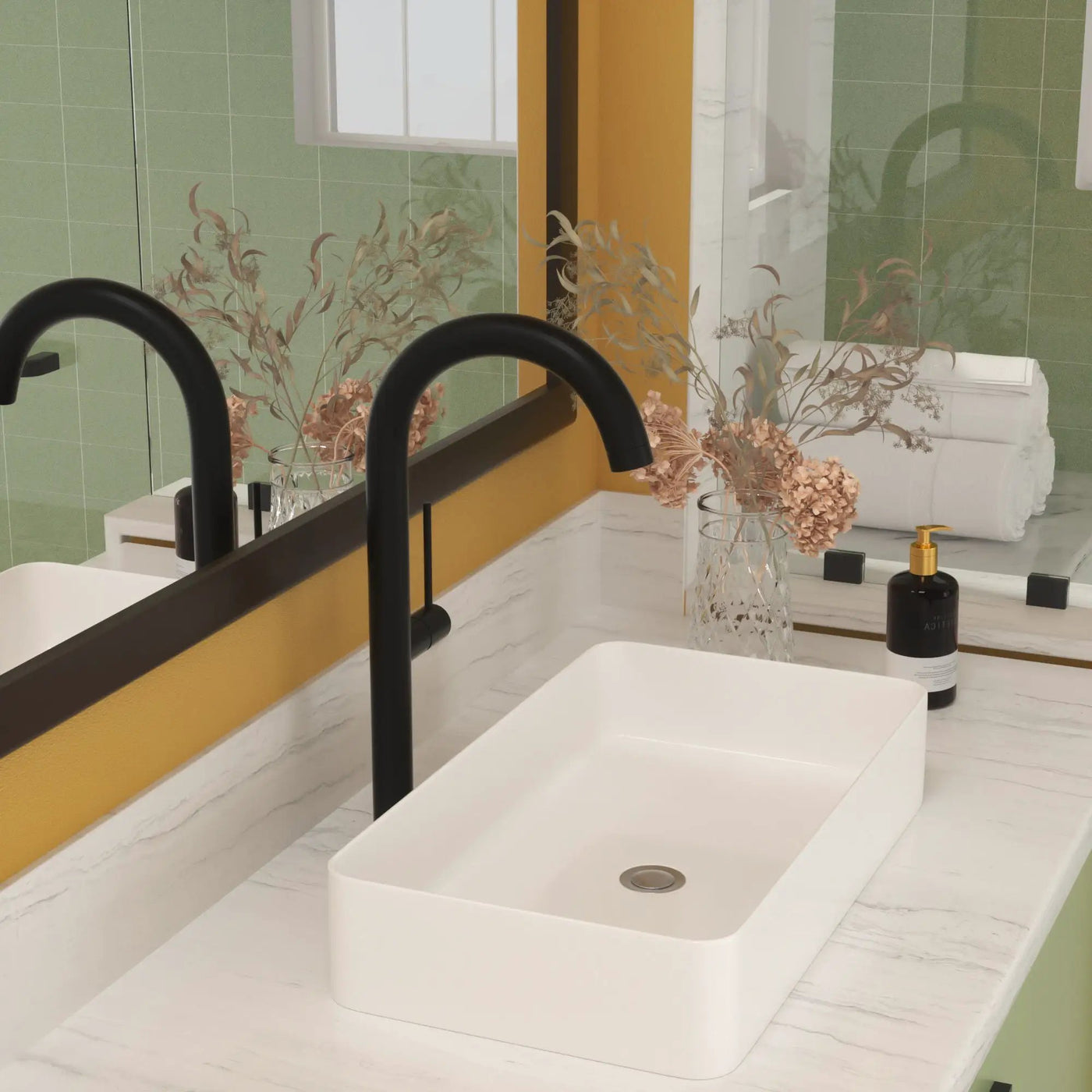 Modern Ceramic Rectangular Bathroom Vessel Sink With European Design by HouseOfZazla