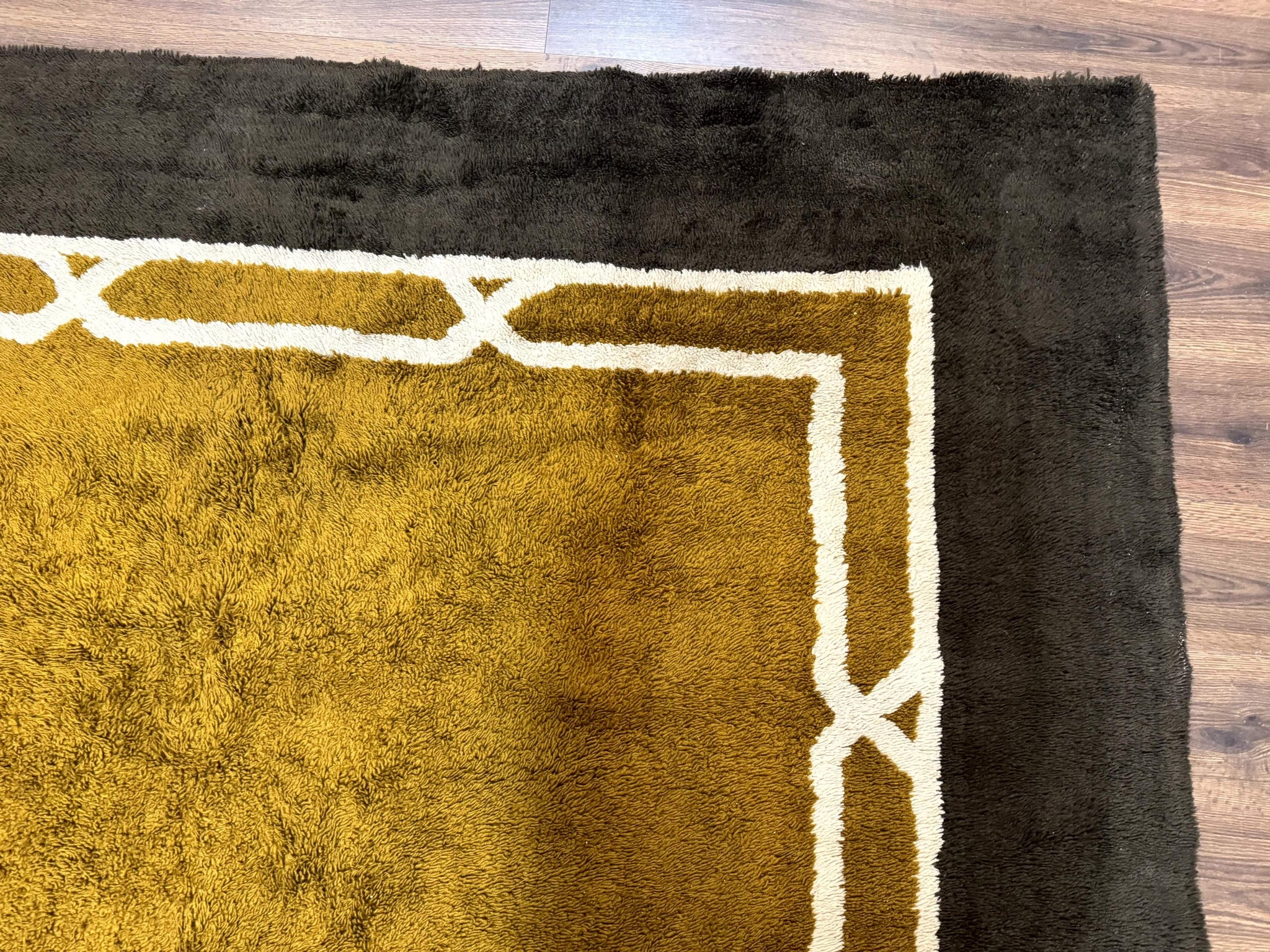 Mid Century Shag Rug 8x11, Large Vintage Shag Rug, Open Field, European Shag Rug by Jewel Rugs
