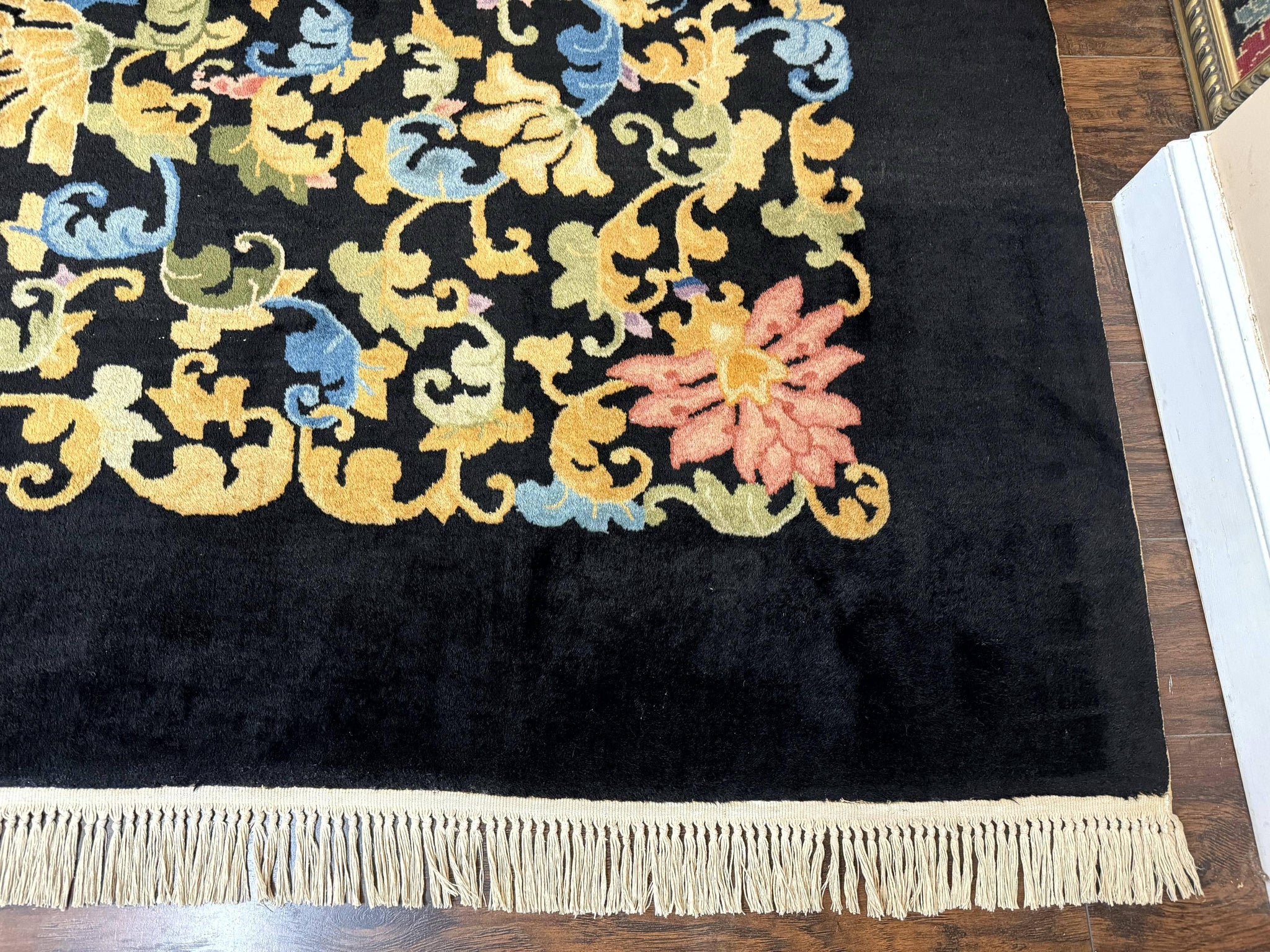 Antique Chinese Peking Rug 12.6 x 14.9, Palace Size Asian Oriental Carpet, Art Deco Rug, Rare by Jewel Rugs