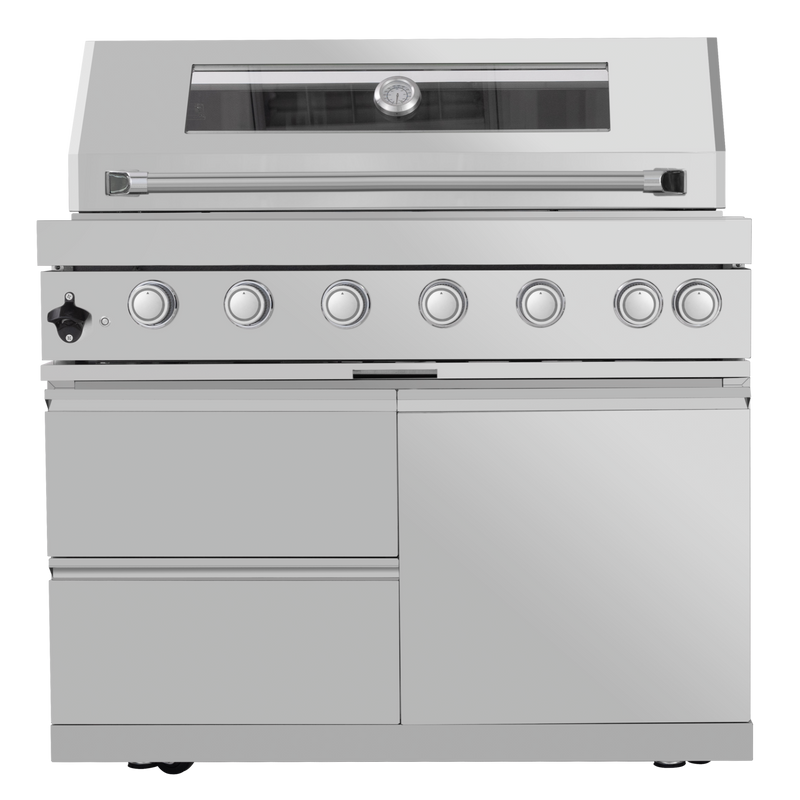 128" 120,000 BTU 6-Burner Outdoor Kitchen Island Grill with Pizza Oven by Chery Industrial