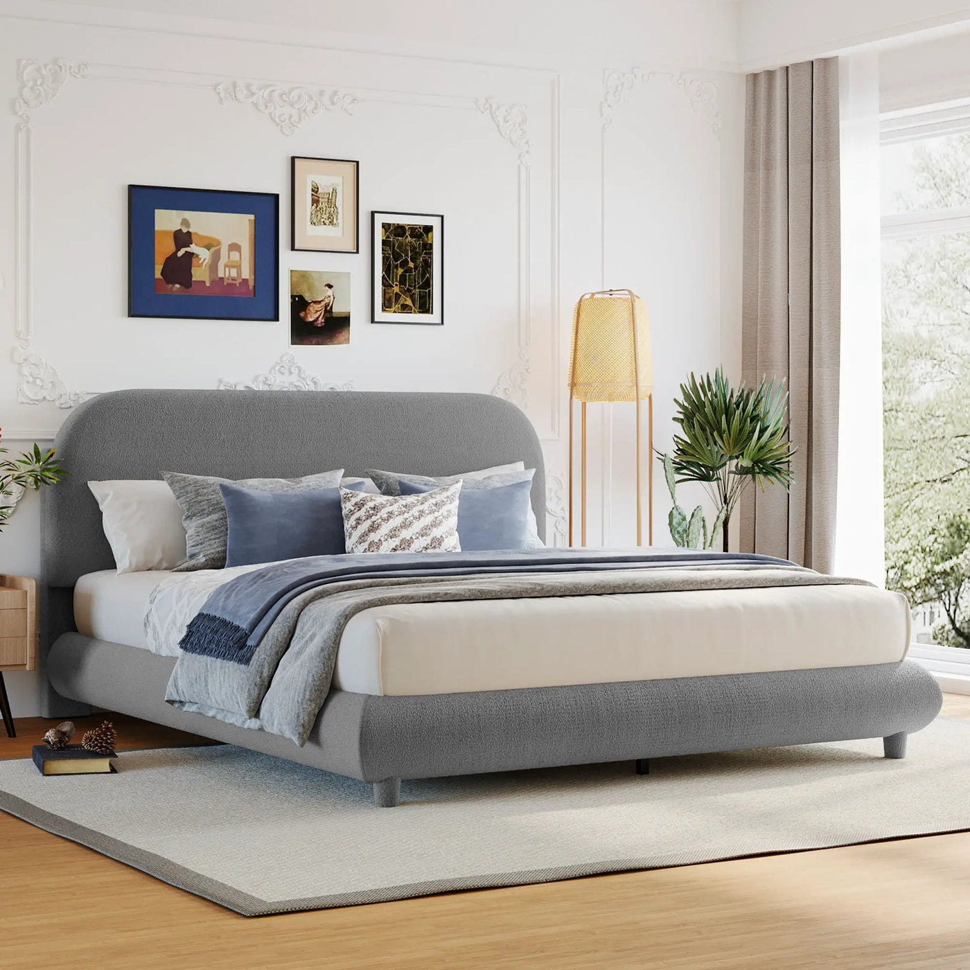 Upholstered Platform Bed With Thick Solid Frame And Stylish Curve-Shaped Design by HouseOfZazla