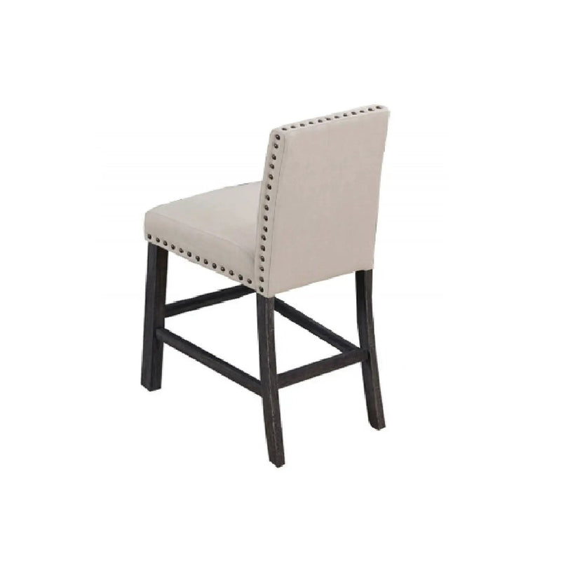 Upholstered Counter Dining Chair, Nailhead Trim (Set of 2) - Natural by HouseOfZazla
