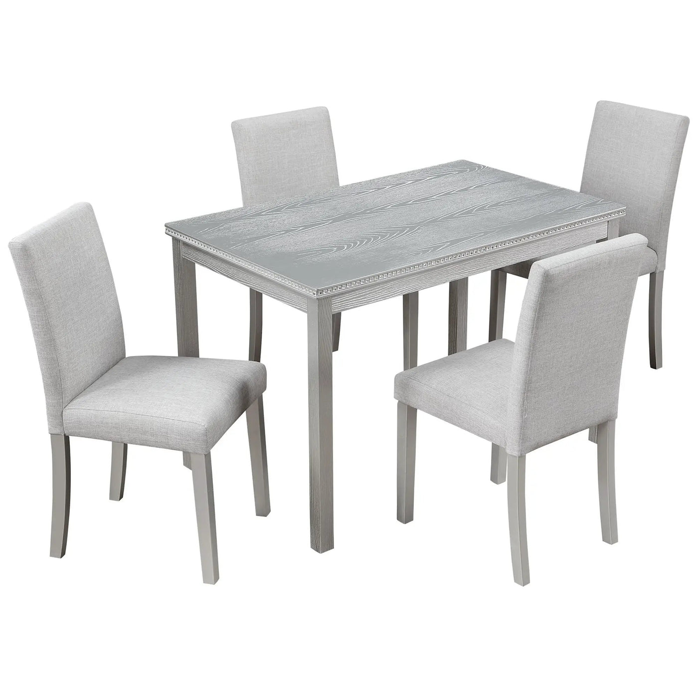 Dining Table Set With Crystal Decoration And Upholstered Chairs by Unique Piece Furniture
