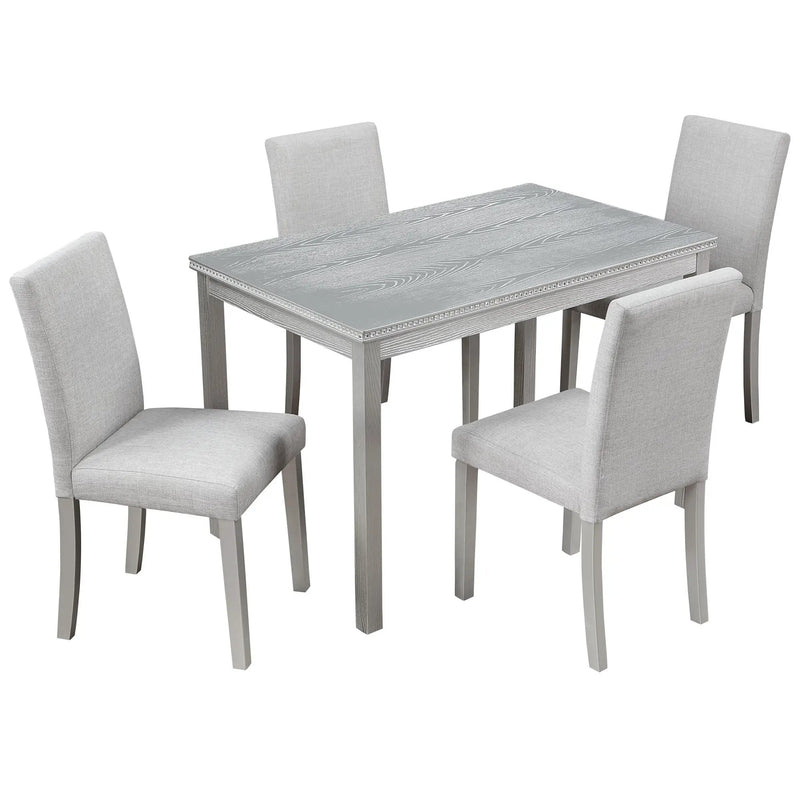 Dining Table Set With Crystal Decoration And Upholstered Chairs by HouseOfZazla